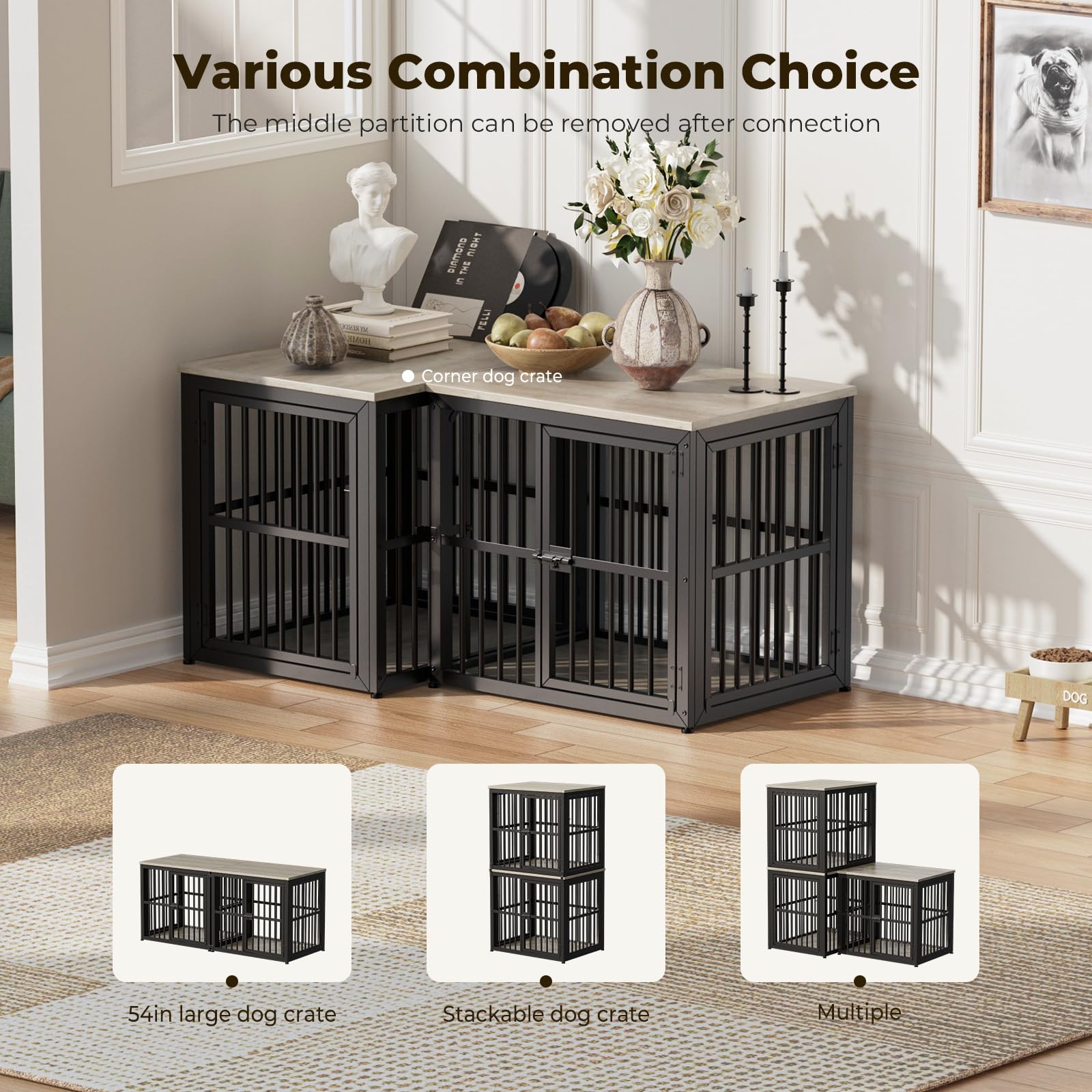 Amazon.com: Lyromix 27'' Dog Crate Furniture with 3 Doors for